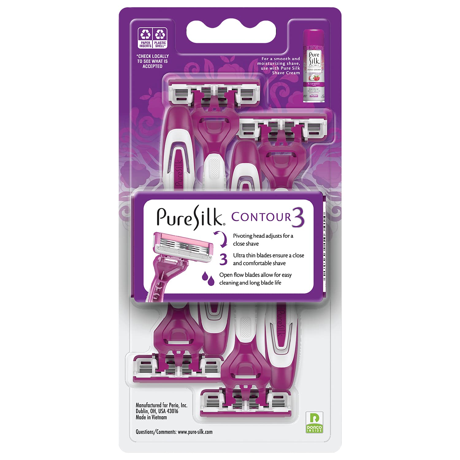 Rasoir Pure Silk Contour 3 ouverture fluide facilitant le nettoyage