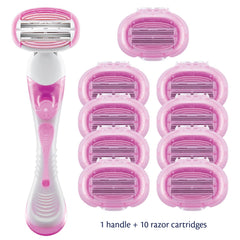 Ensemble rasoir Pure Silk Contour 6 avec plateau de douche et support anti-glisse.