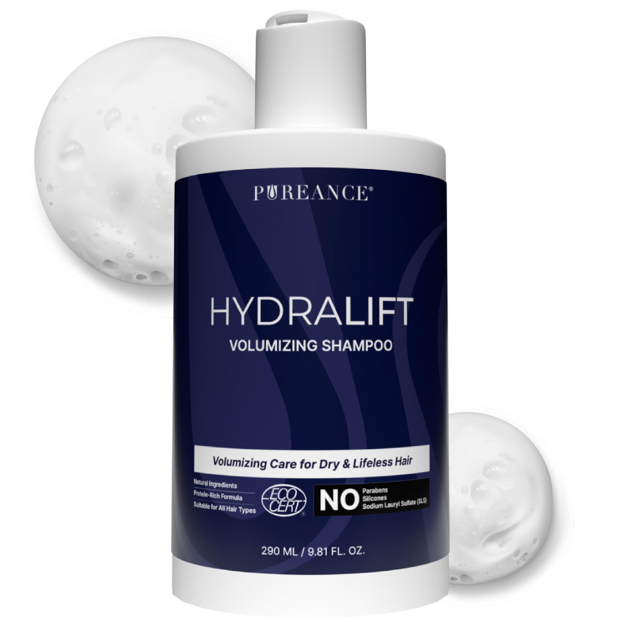 Pureance Hydralift – Bouteille-volume: apporte volume et corps aux cheveux fins.
