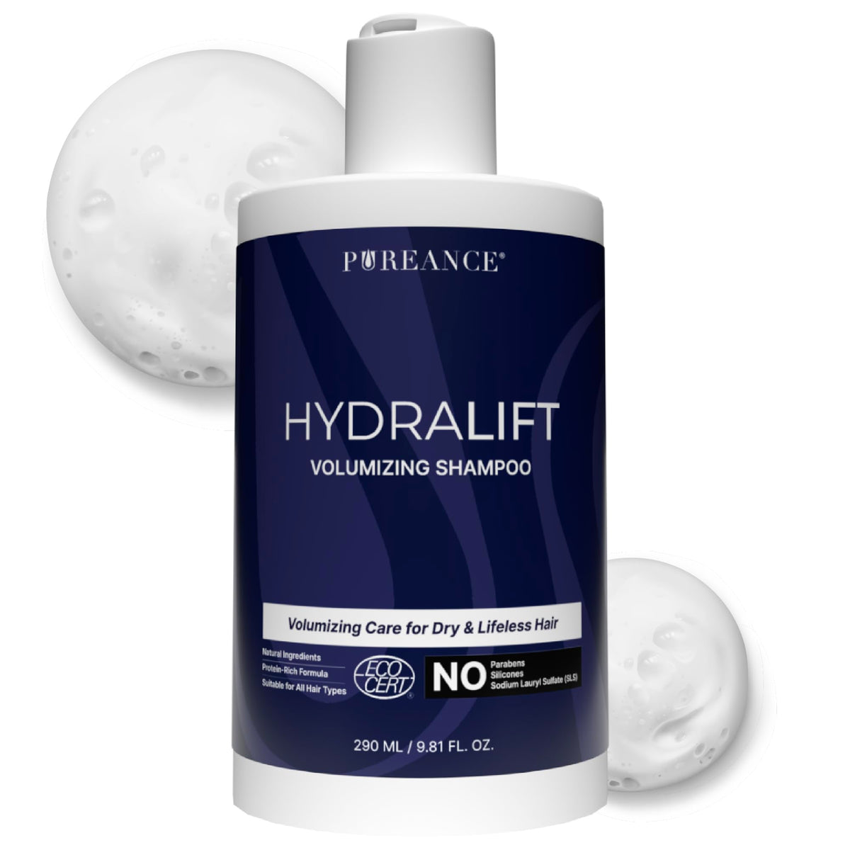 Pureance Hydralift – Bouteille-volume: apporte volume et corps aux cheveux fins.