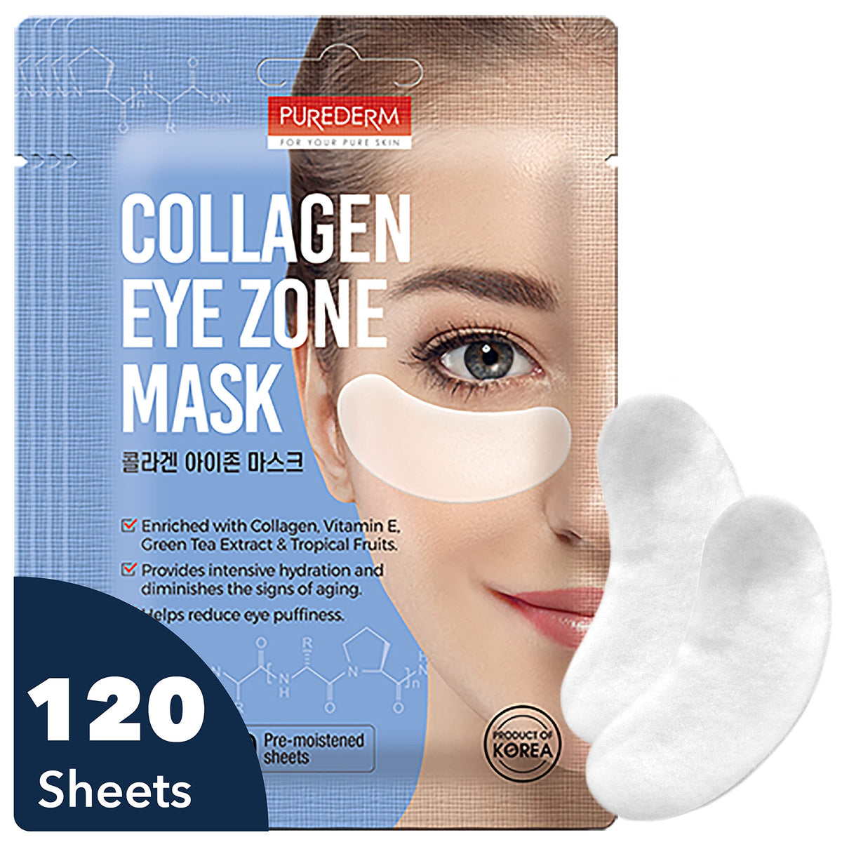 Purederm Deluxe Masques Yeux Collagene: patchs rafraîchissent et éclaircissent le regard.