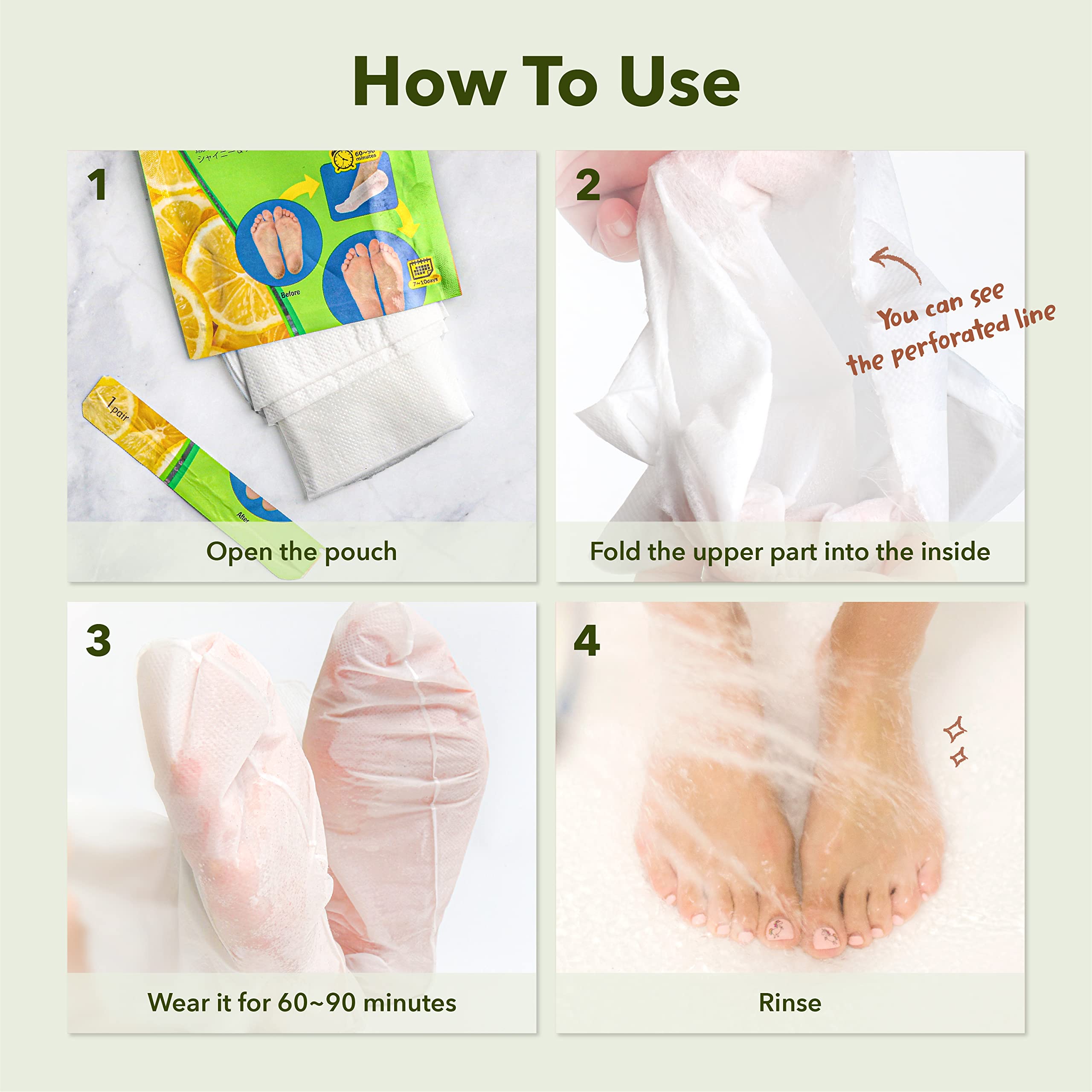 Purederm silky soft feet result with smoother, hydrated skin