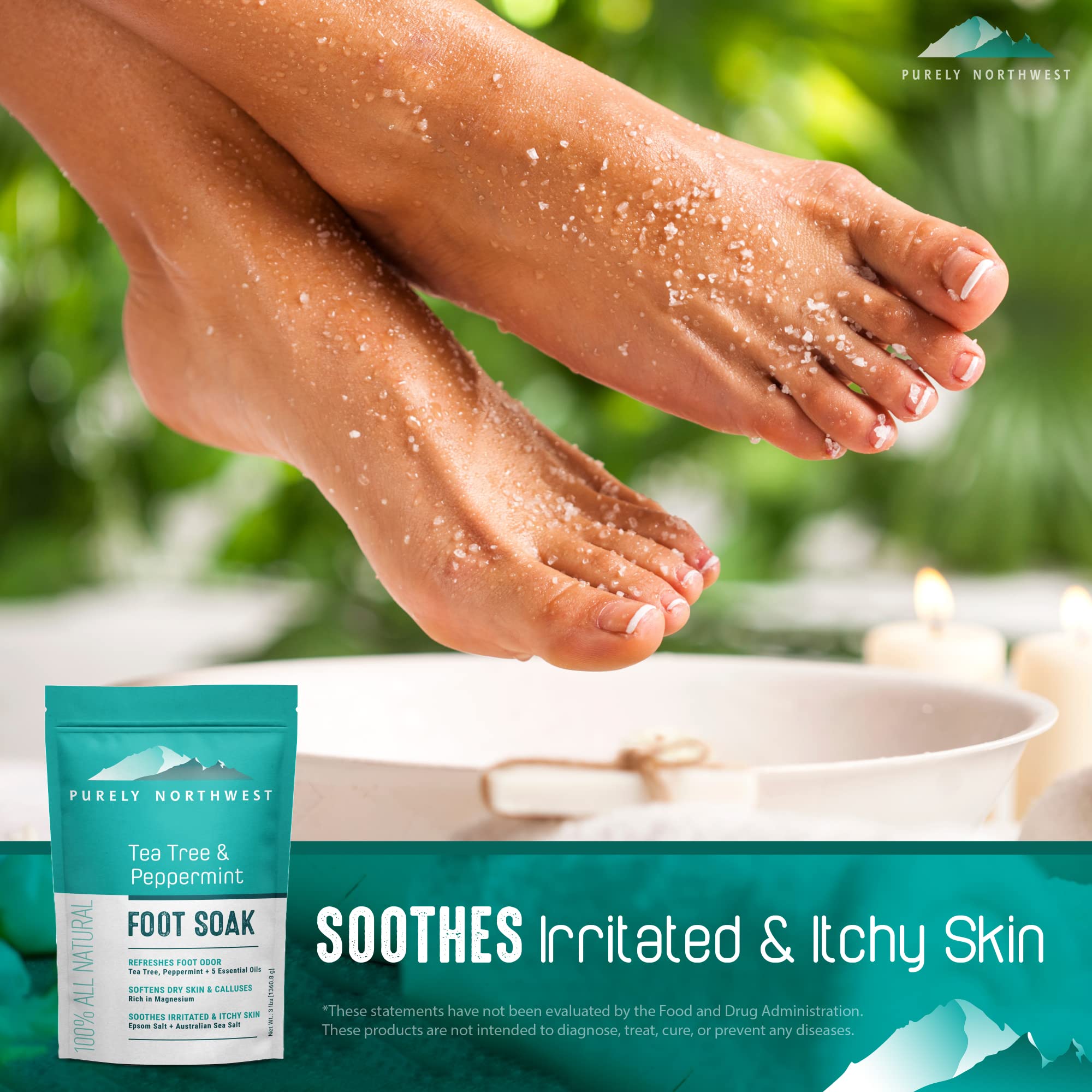 Purely Northwest Epsom Tea Tree bain-pieds spa maison.