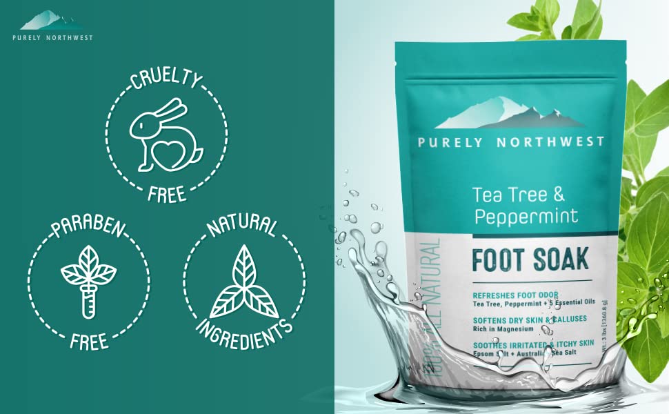 Purely Northwest Epsom Tea Tree callosites adouci après trempage.