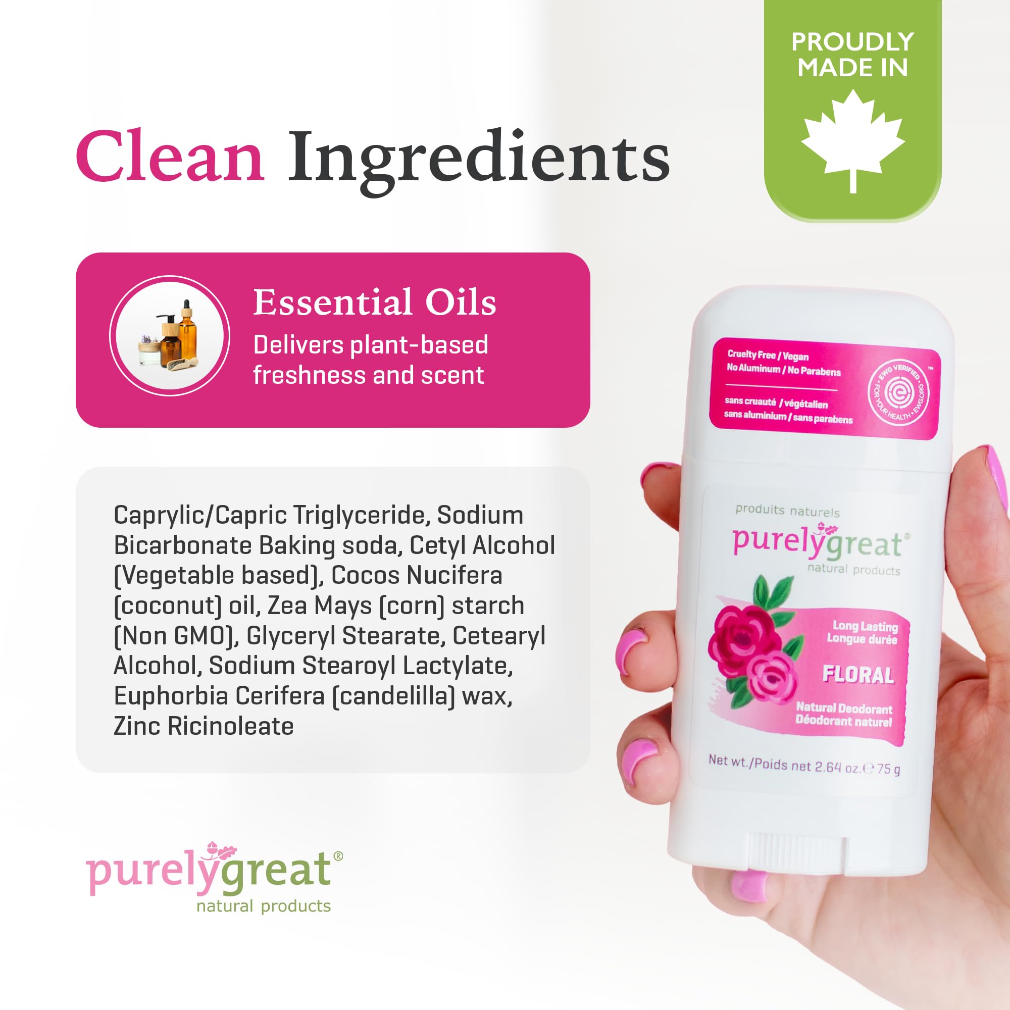 Déodorant naturel Purelygreat neutralisant les odeurs tout au long de la journée.