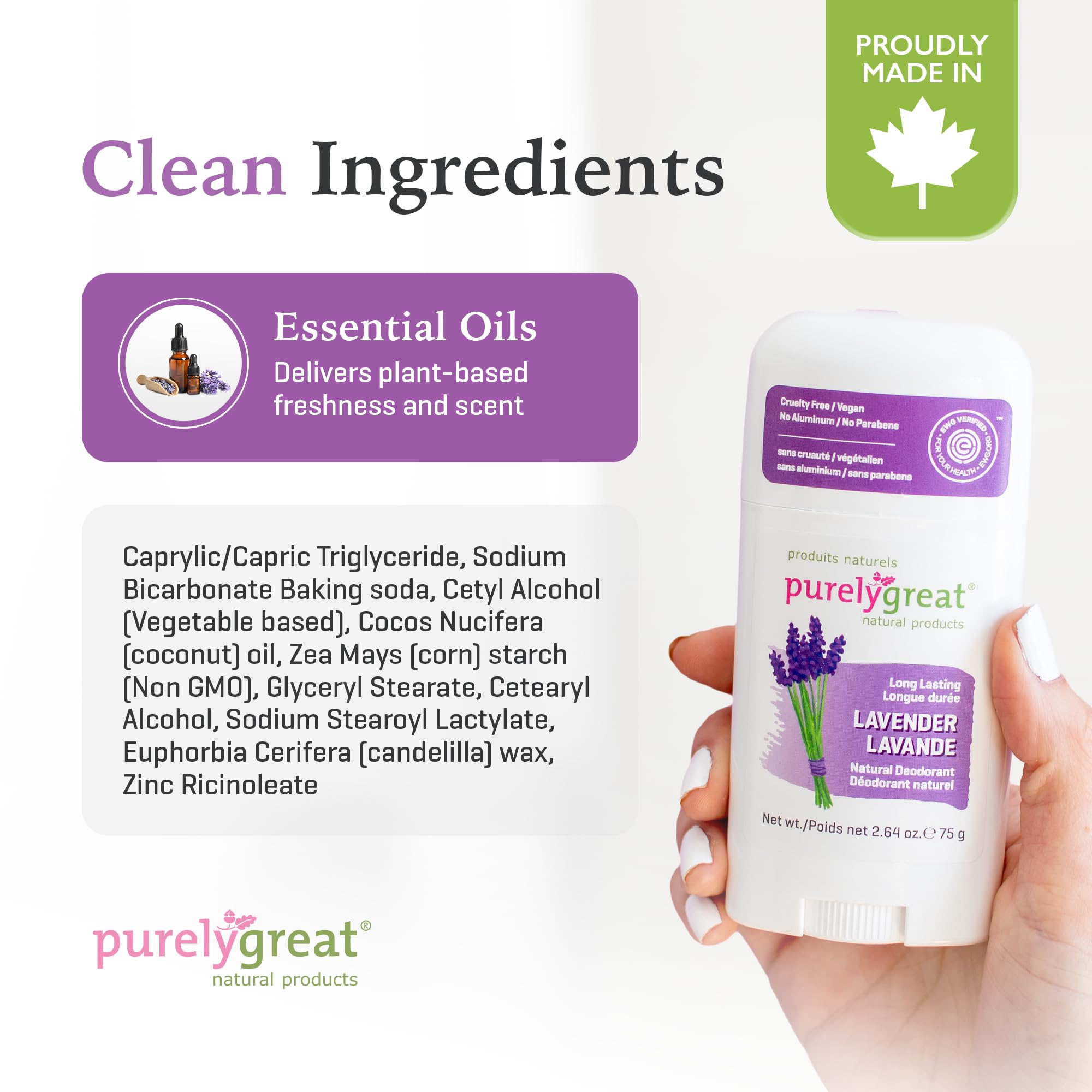 Format compact 75 g Purelygreat, idéal pour le sac.