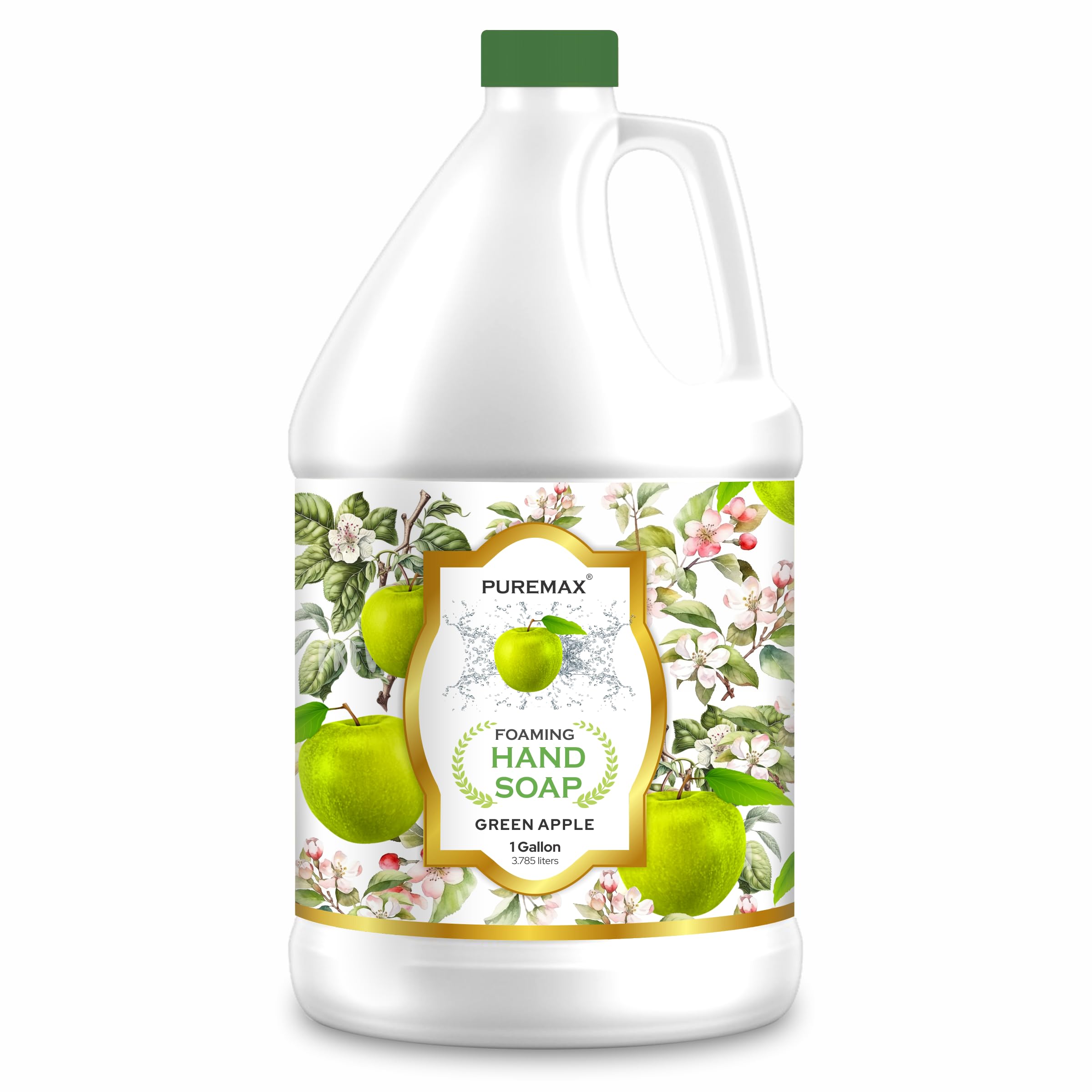 Puremax savon main mousse recharge pomme verte, mousse douce et parfum frais.