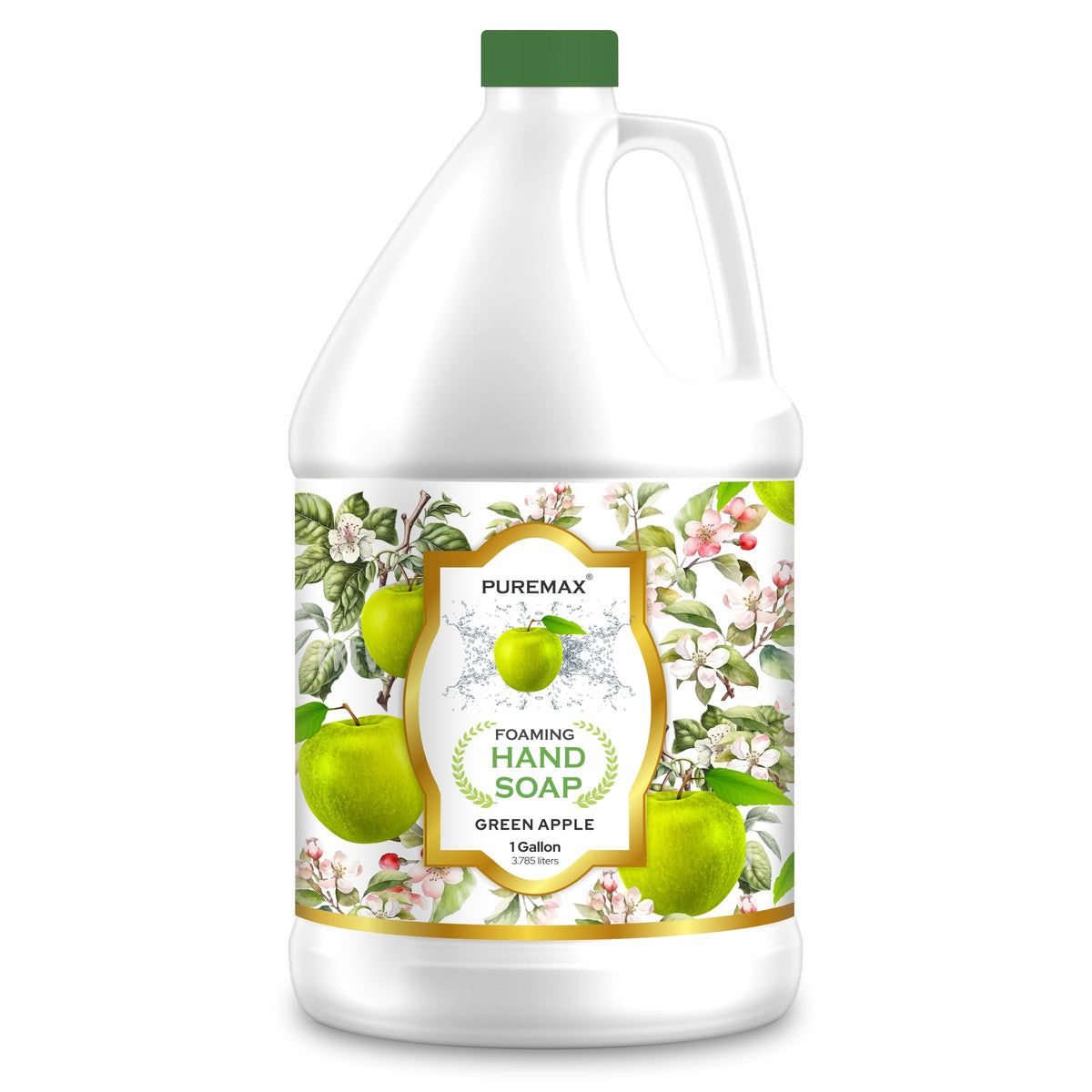 Puremax savon main mousse recharge pomme verte, mousse douce et parfum frais.