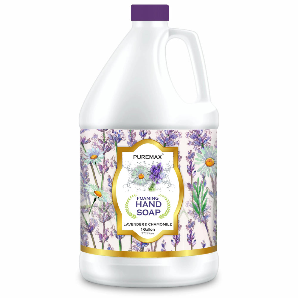 Puremax savon mousse mains lavande camomille, parfum apaisant et nettoyage en douceur.