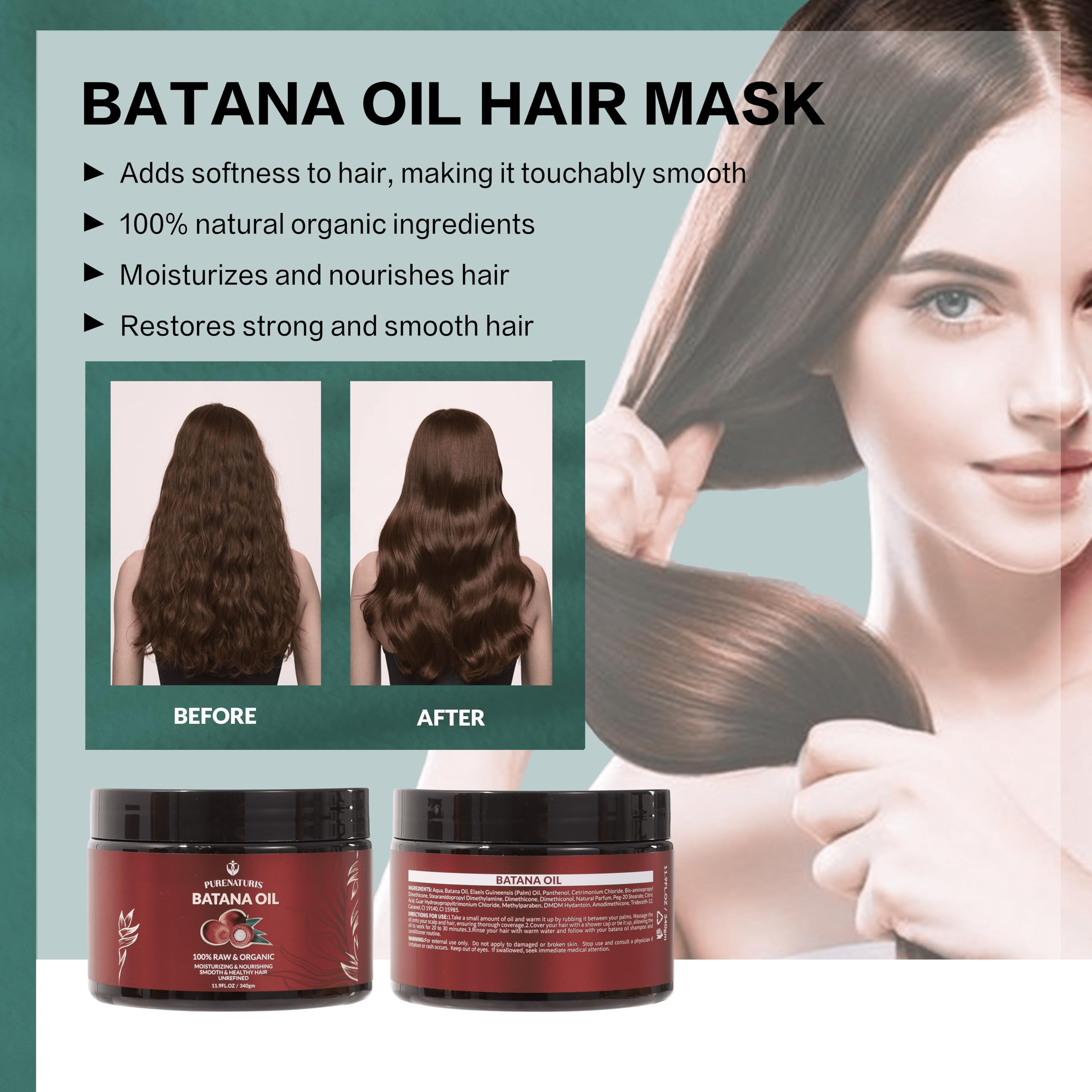 PureNaturis Kit Complet Batana: routine capillaire complète pour croissance et régénération.