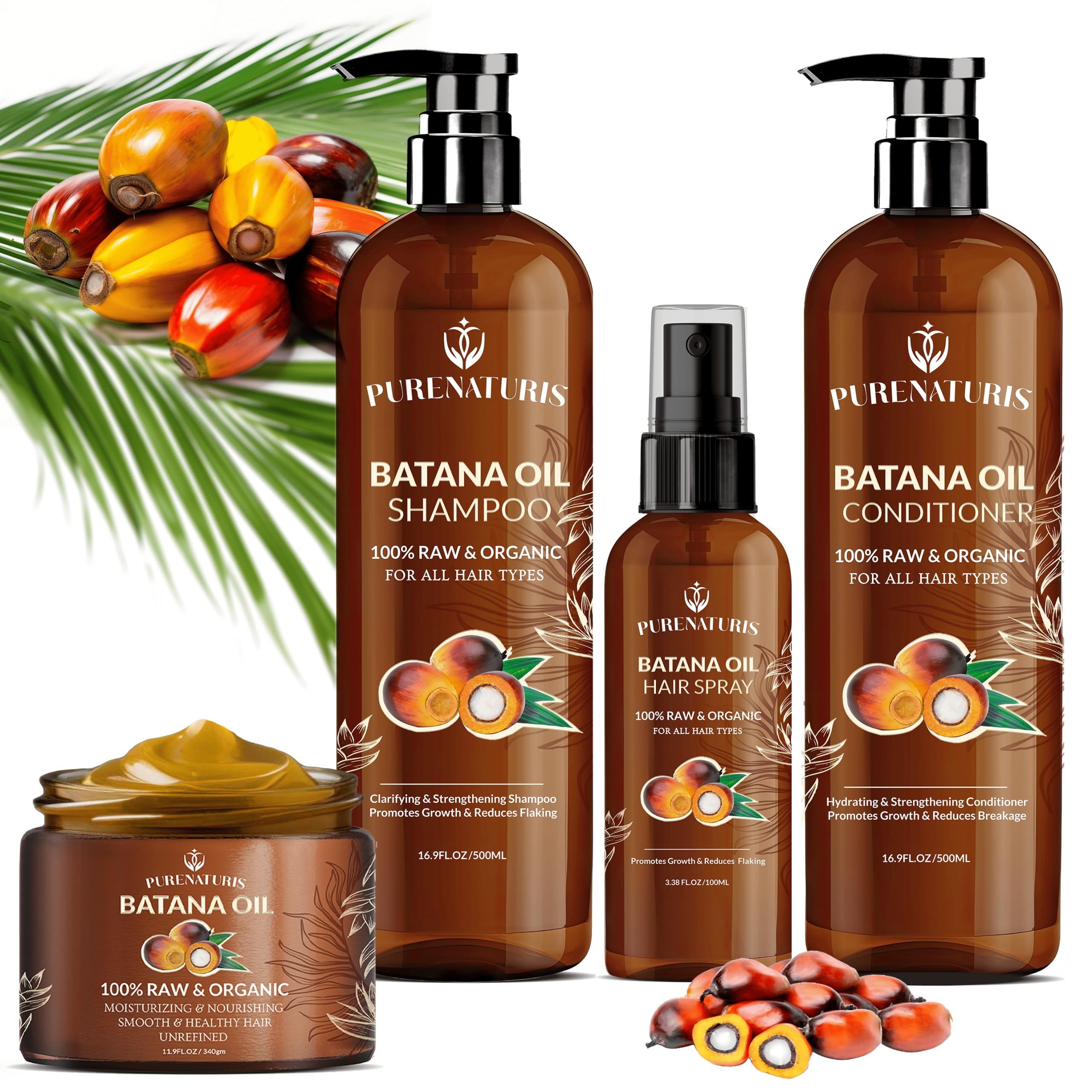 PureNaturis Shampoing Batana: shampoing nourrissant pour cheveux épais et forts.