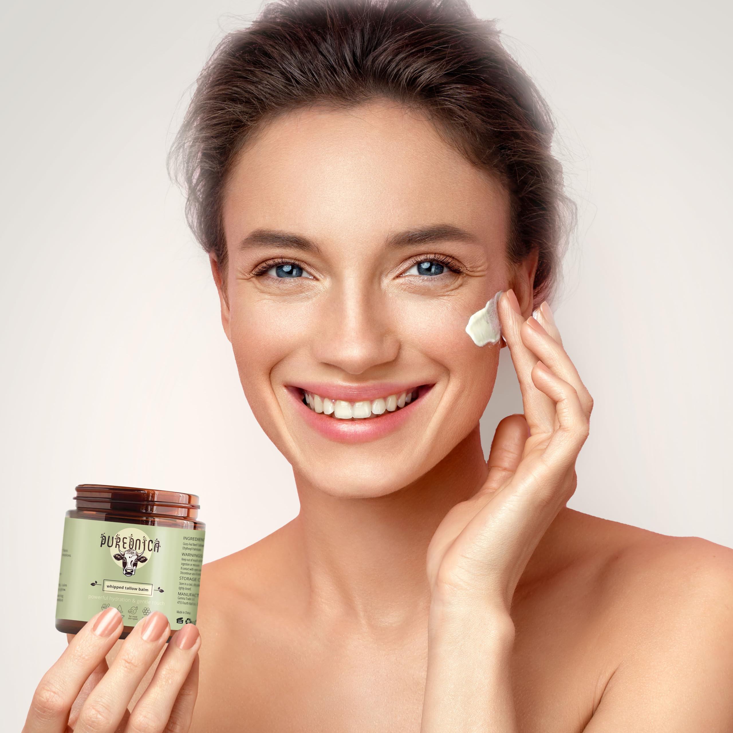 Pureonica Face & Body Cream highlights grass-fed tallow for nourishing skin.