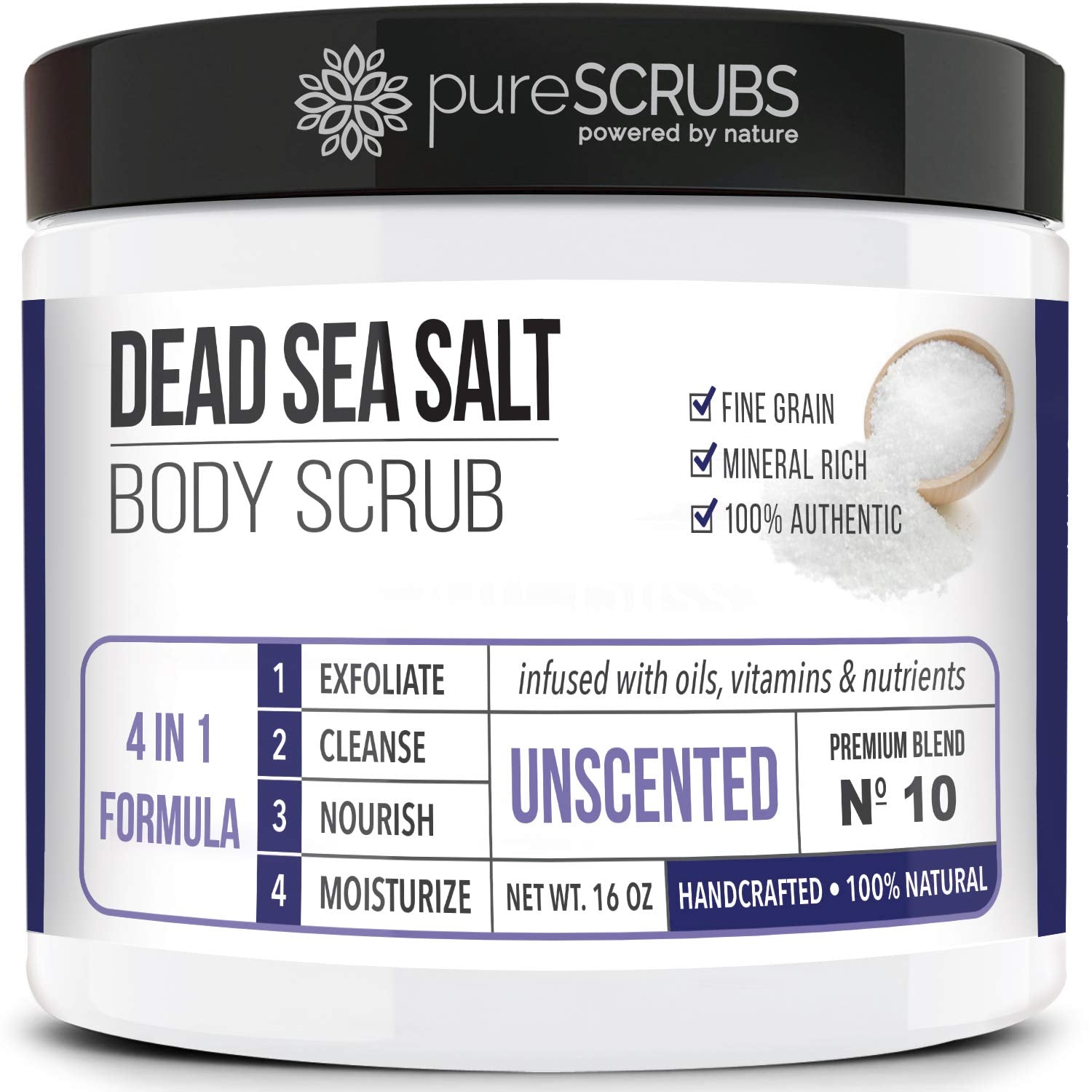 pureSCRUBS gommage corps au sel fin pour peau douce et lisse