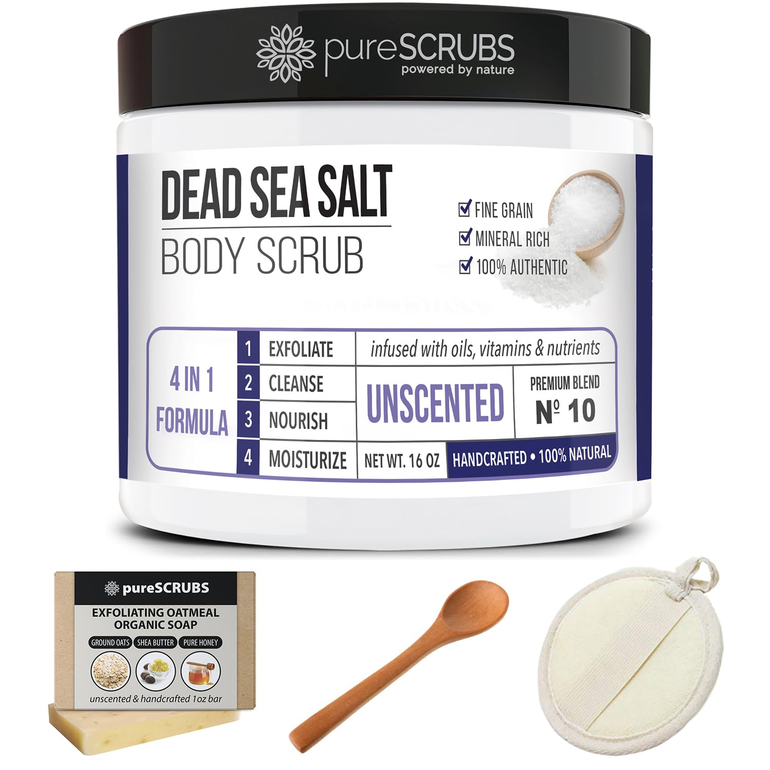 pureSCRUBS emballage soigné et kit accessoire pratique, idéal en cadeau