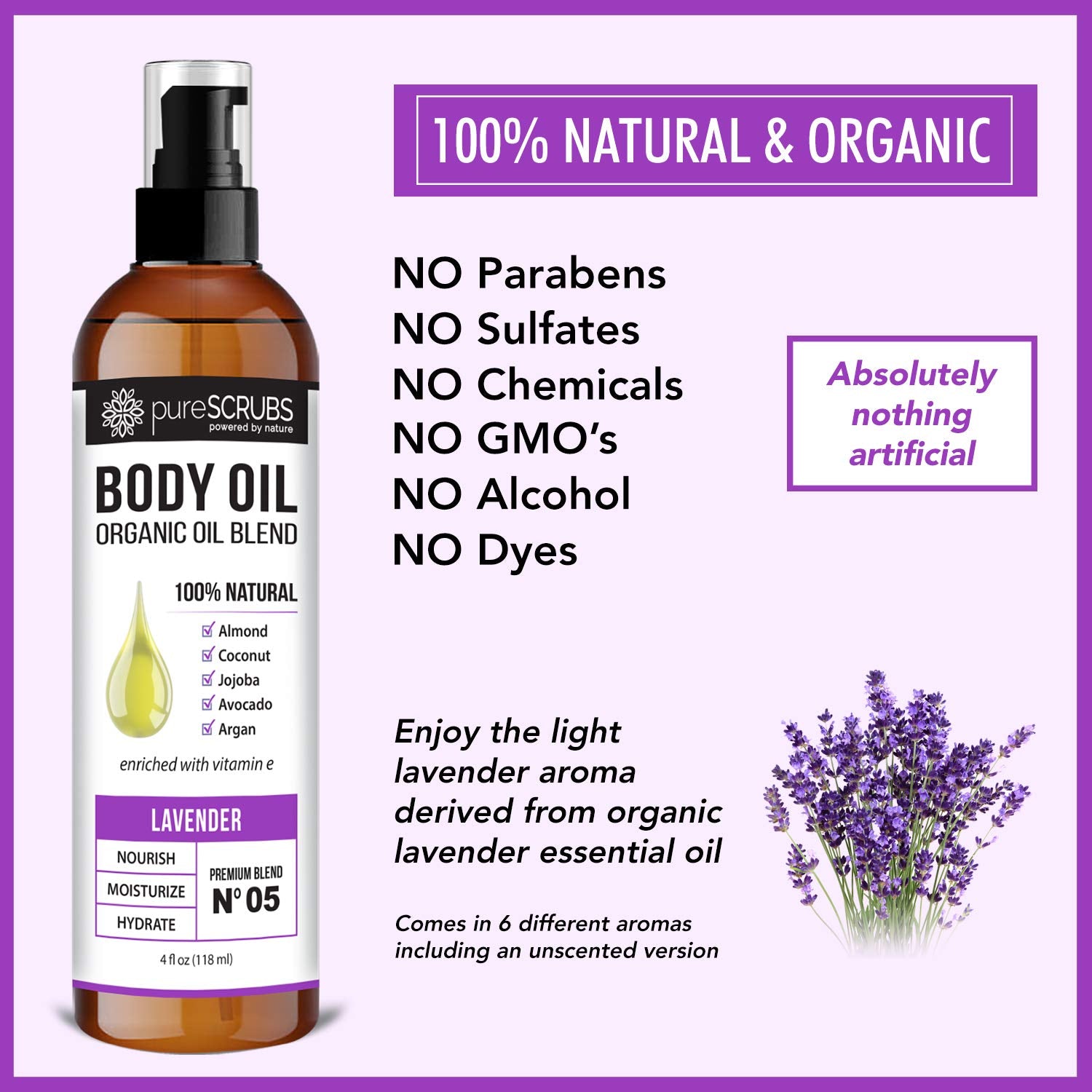 PureSCRUBS quick-absorbing oil leaves a silky, non-greasy finish on skin.