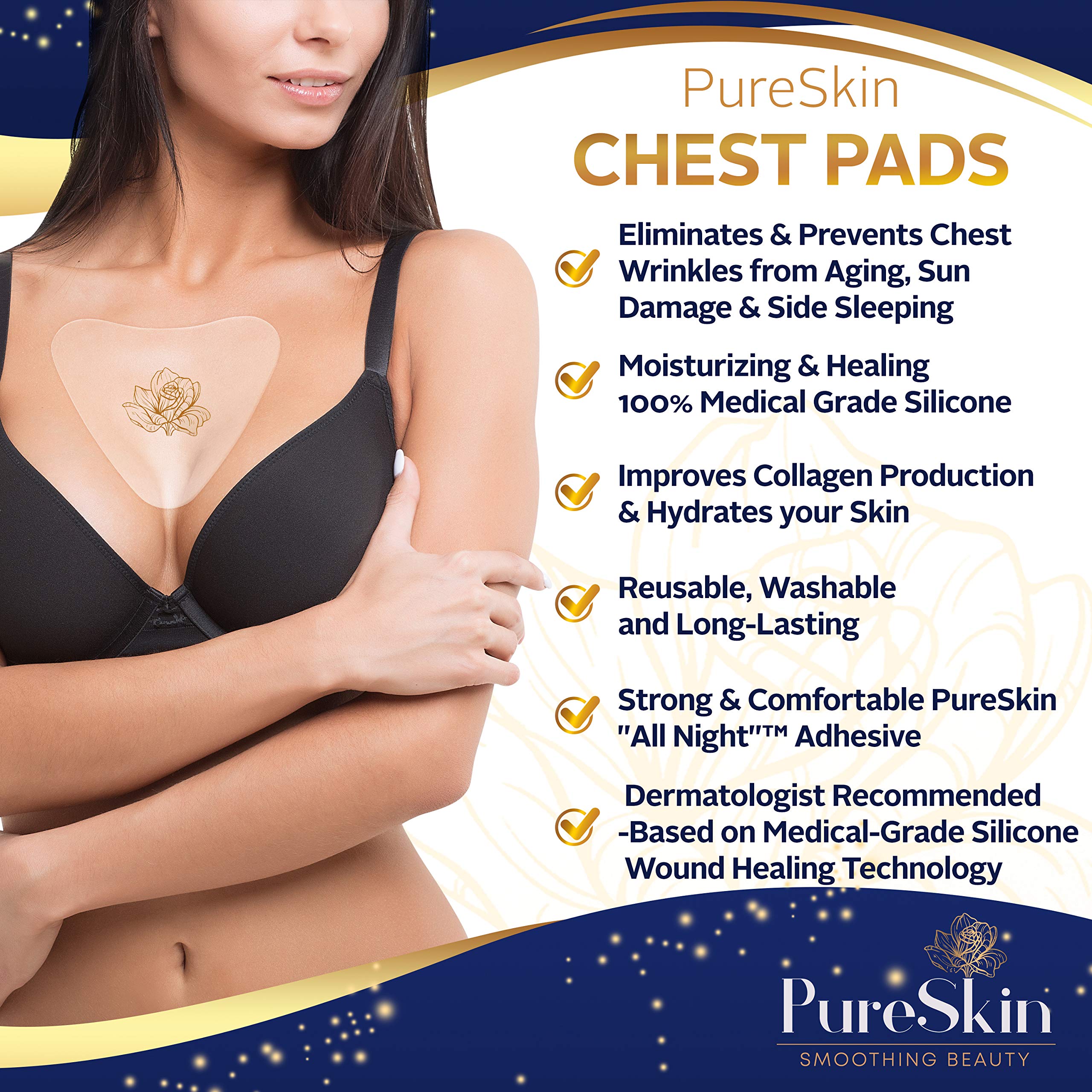 Bandes silicone réutilisables PureSkin, lavables et durables sur plusieurs nuits.