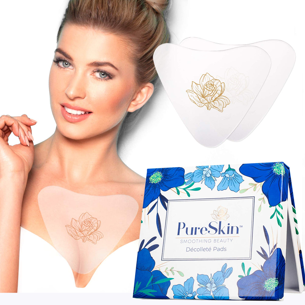 Bandes silicone PureSkin pour le décolleté, pour lisser et hydrater la peau.