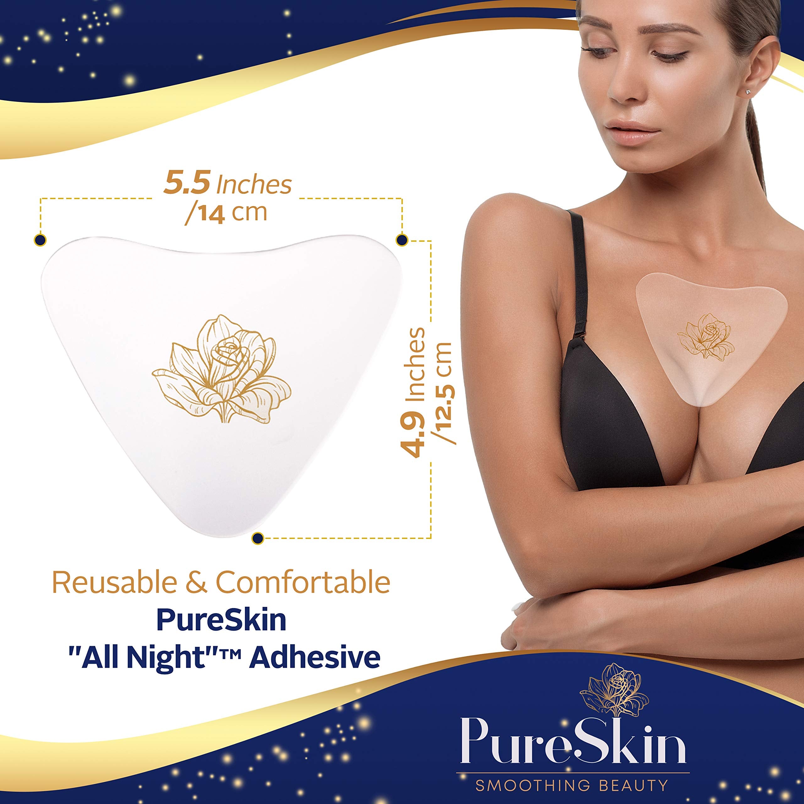 Texture silicone douce PureSkin pour décolleté, peau plus lisse.