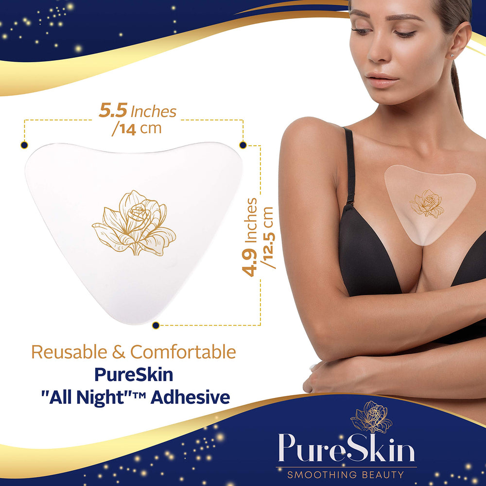 Texture silicone douce PureSkin pour décolleté, peau plus lisse.