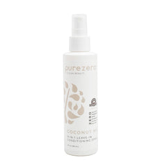 Purezero 9-en-1 démêlant sans rinçage, flacon visible, hydratation efficace.
