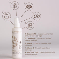 Purezero spray démêlant en action, démêlage rapide et application facile.