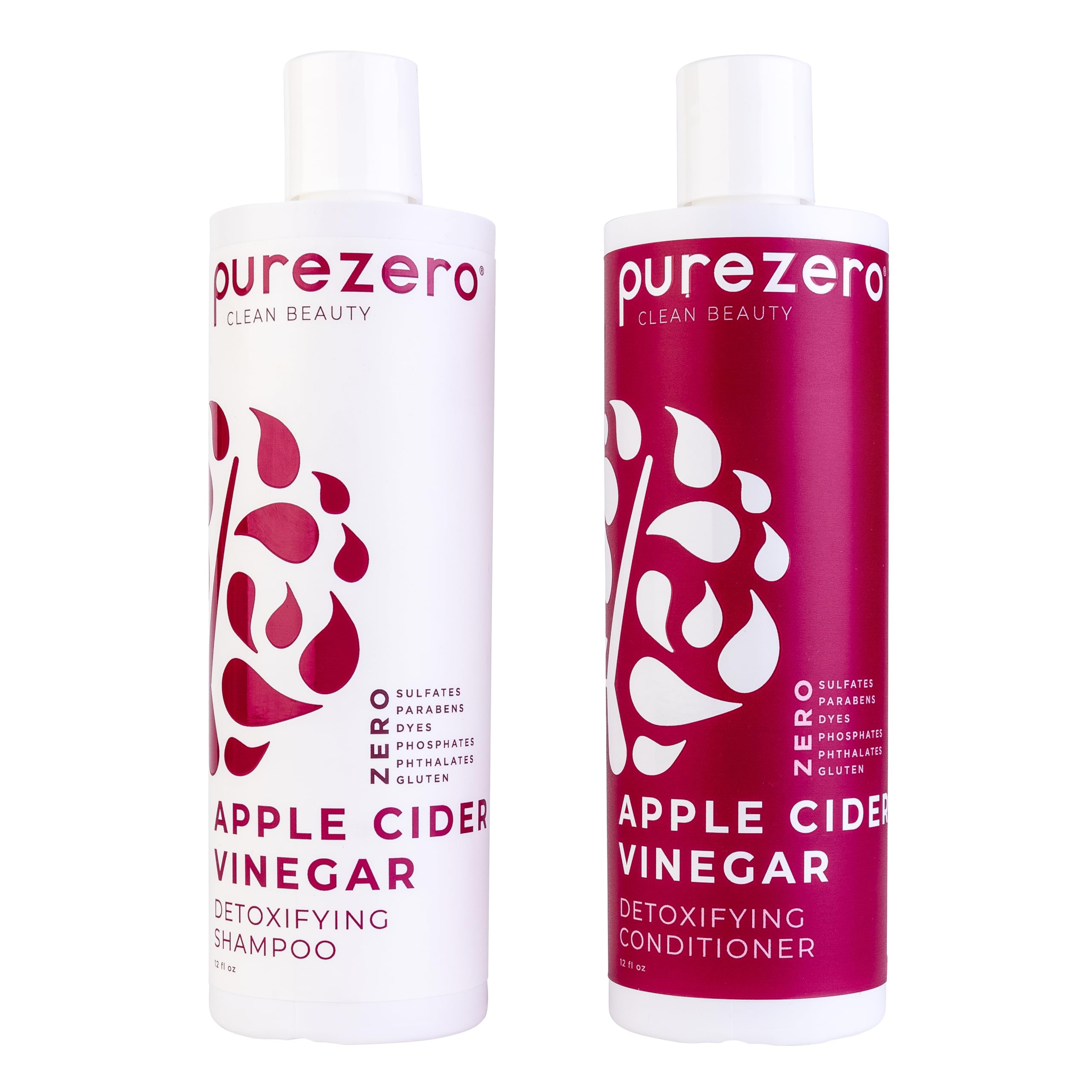 Purezero bouteille-shampoing-vinaigre-pomme, équilibre le cuir chevelu et revitalise les cheveux.