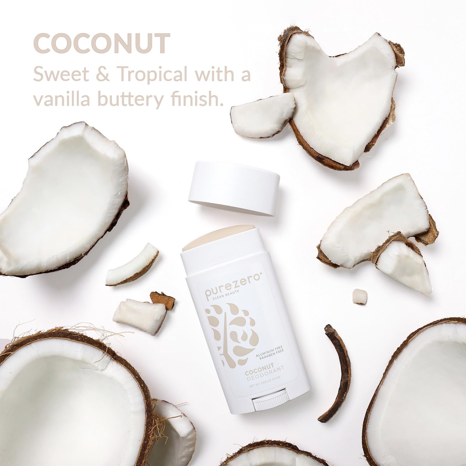 Purezero Déodorant Coco hydratant pour peau sensible et confort durable.