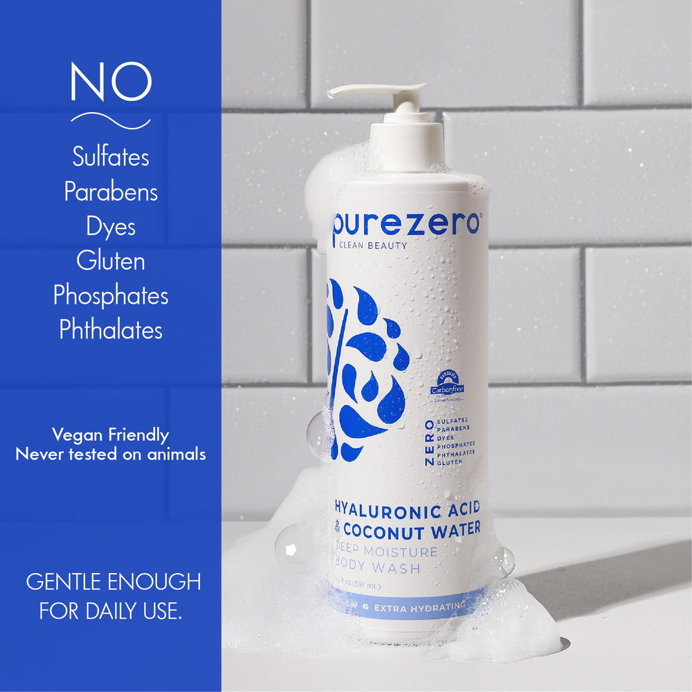 Purezero, mousse douche crèmeuse, application douce pour une peau satinée.