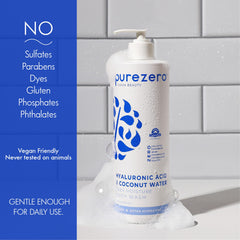 Purezero, mousse douche crèmeuse, application douce pour une peau satinée.