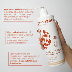 Purezero gel douche au lait de coco offrant une sensation fraîche