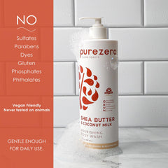 Purezero gel douche – texture crèmeuse prête à hydrater la peau