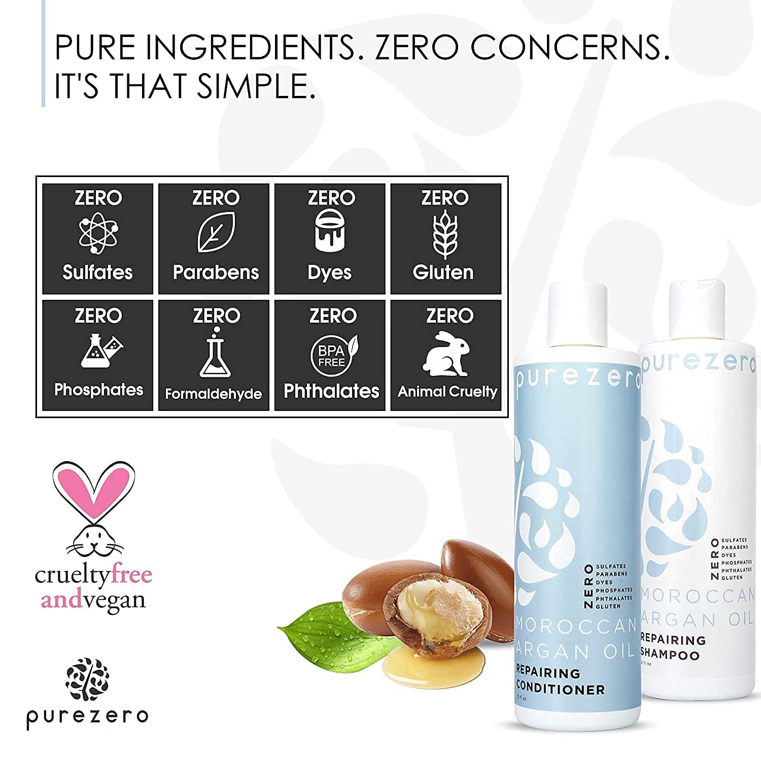 Purezero Ingrédients Propres – sans sulfates et colorants