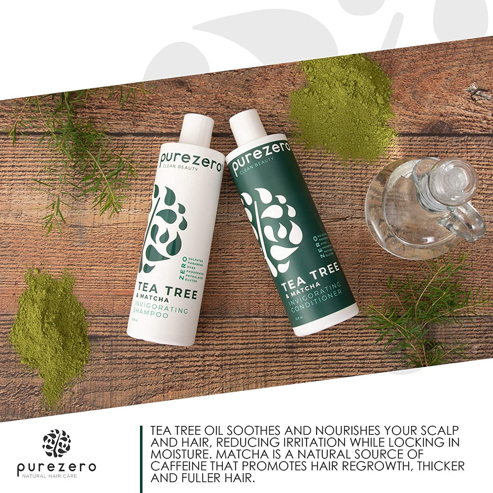 Purezero ingrédients propres sans sulfates, parfum neutre et respectueux des cheveux.
