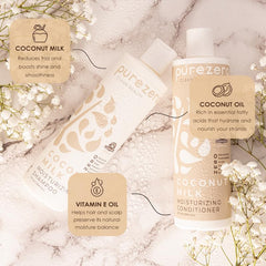 Purezero lait coco conditionneur creme-texture: texture onctueuse, cheveux soyeux.