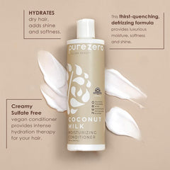 Purezero lait coco shampoo creme-texture: soin riche et hydratation durable.