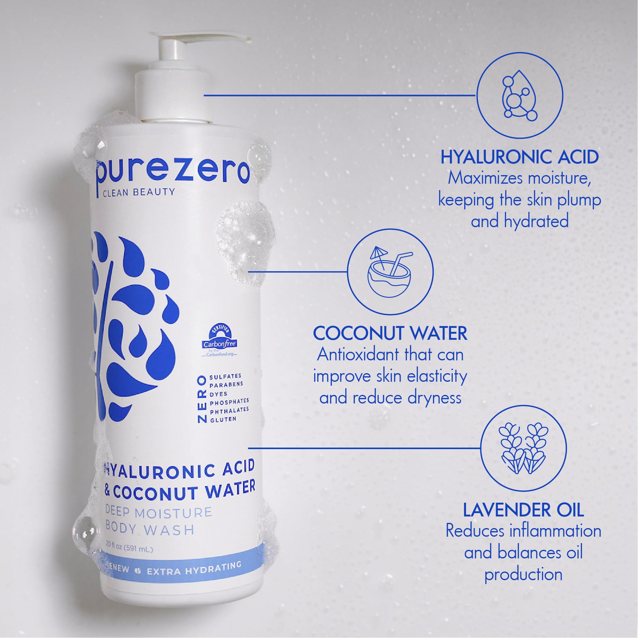 Purezero, peau hydratée après la douche, idéal pour les routines quotidiennes.