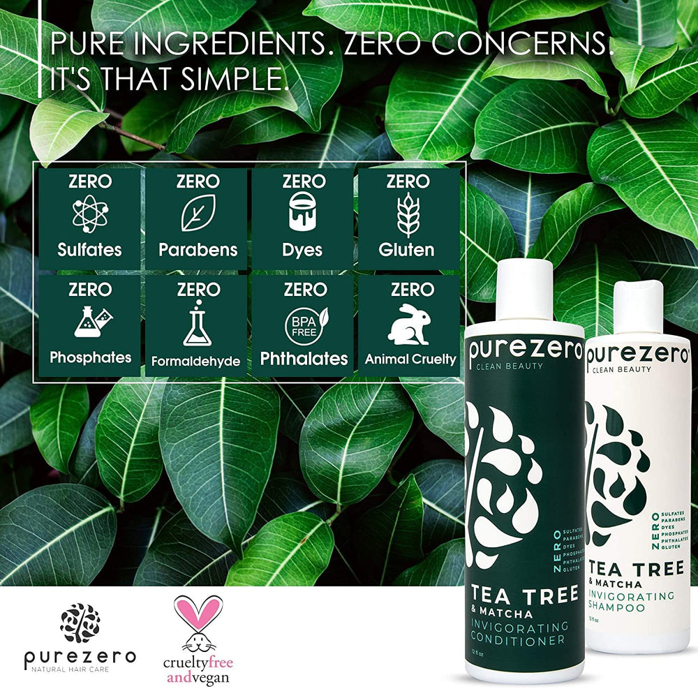 Purezero rituel capillaire Tea Tree et Matcha, énergie du cuir chevelu.
