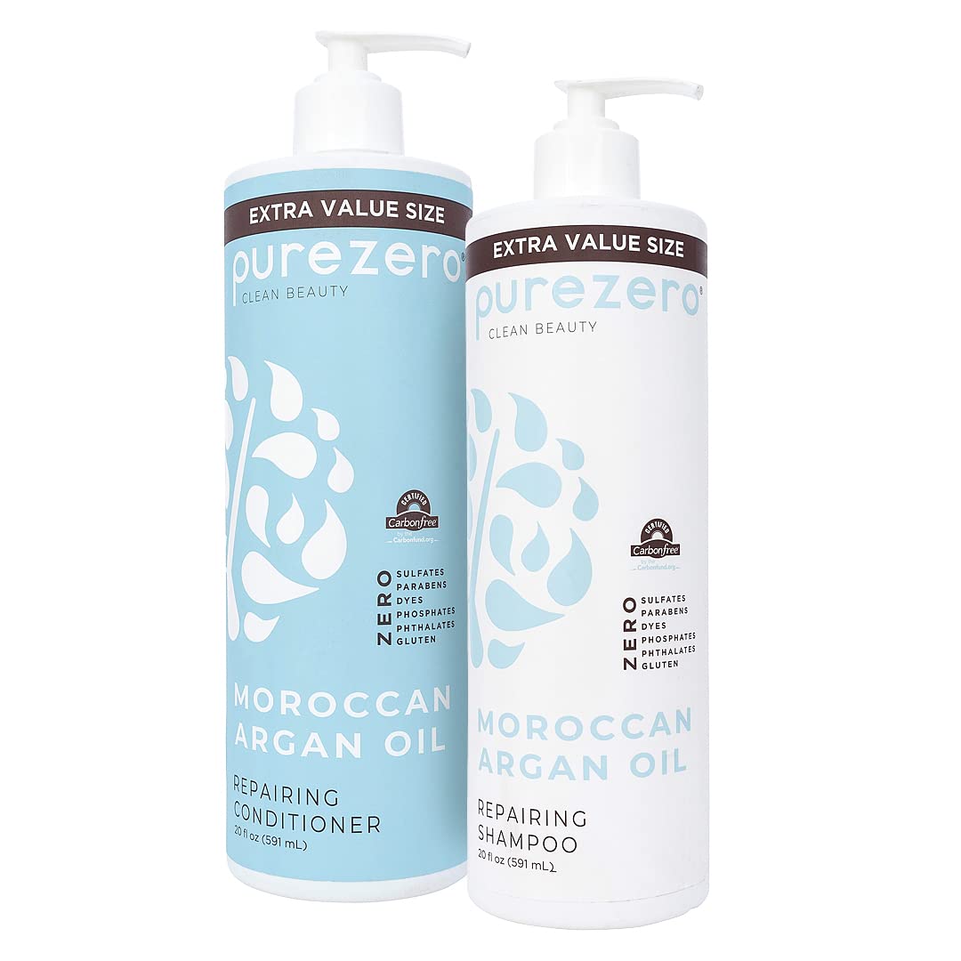 Purezero Shampoing Argan – flacon double, cheveux abîmés réparés
