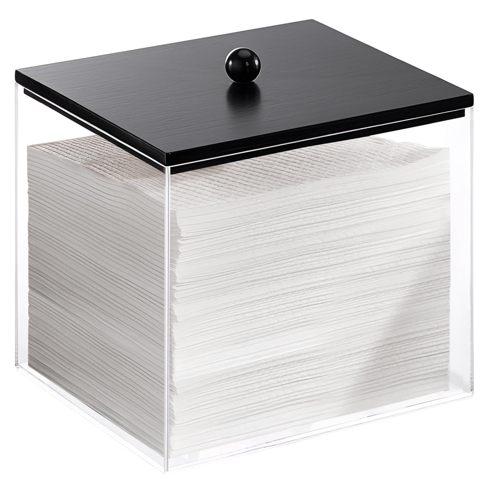 Puricon boîte acrylique pour essuie-visage transparente, accès rapide et hygiénique.