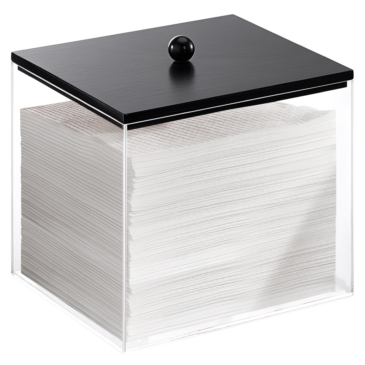 Puricon boîte acrylique pour essuie-visage transparente, accès rapide et hygiénique.