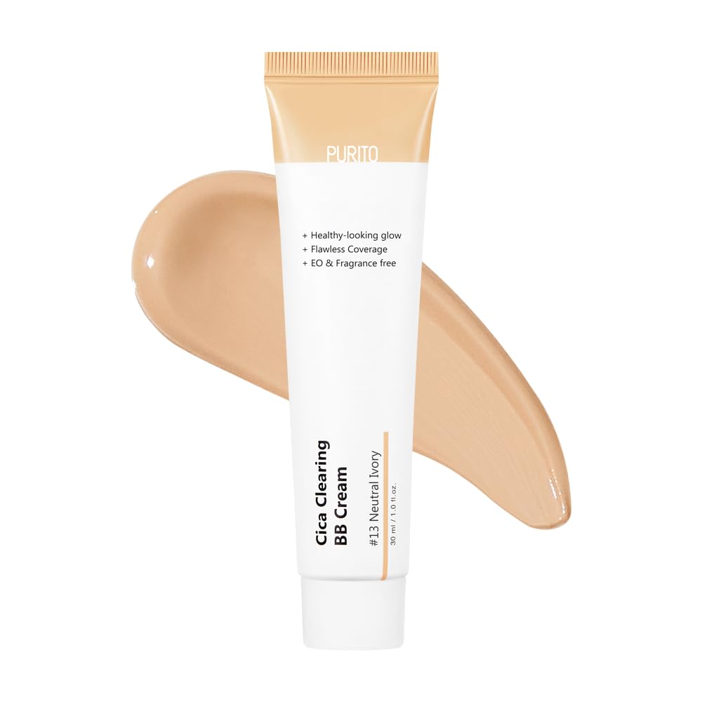 Purito Cica Clearing BB Cream #13 ivoire neutre — flacon élégant pour un teint uniforme et naturel.