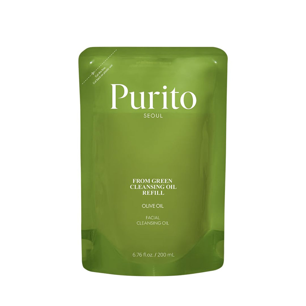 PURITO démaquillant huile – bouteille remplissage écologique pour routine zéro déchet.