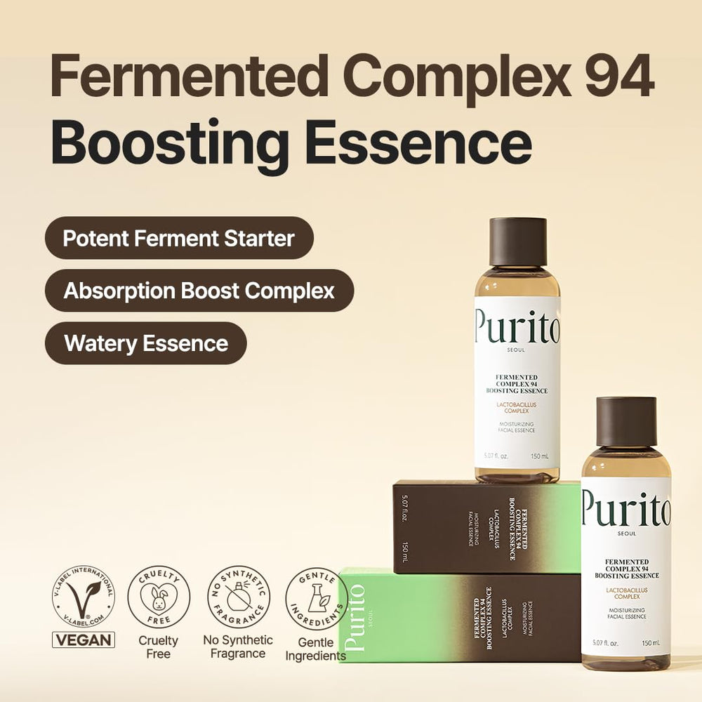 Purito Fermented Complex 94 – application visage en douceur pour peau lumineuse.
