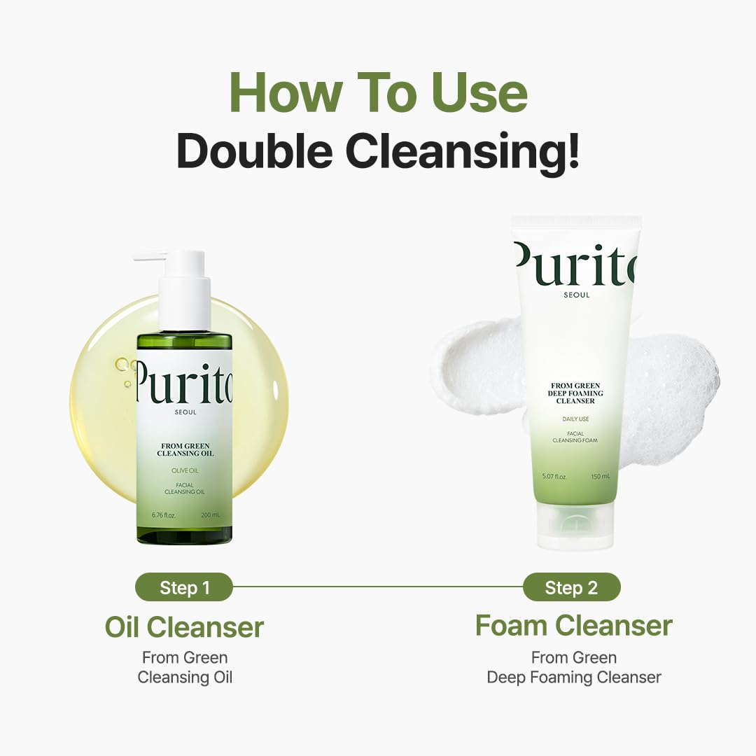 Purito From Green Deep Foaming Cleanser : routine beauté matin ou soir, peau propre et rafraîchie.