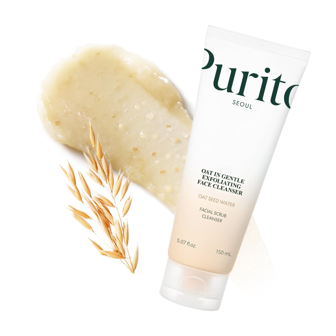Purito gommage visage avoine exfoliant bouteille pour une peau douce et lumineuse.