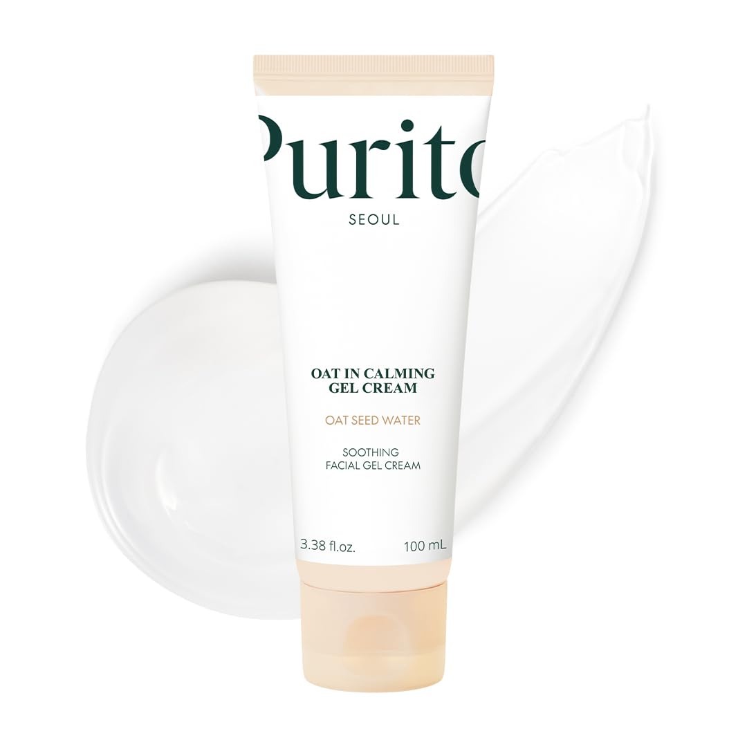 Purito Gel-Crème Calmante à l’avoine — bouteille légère apaise la peau.