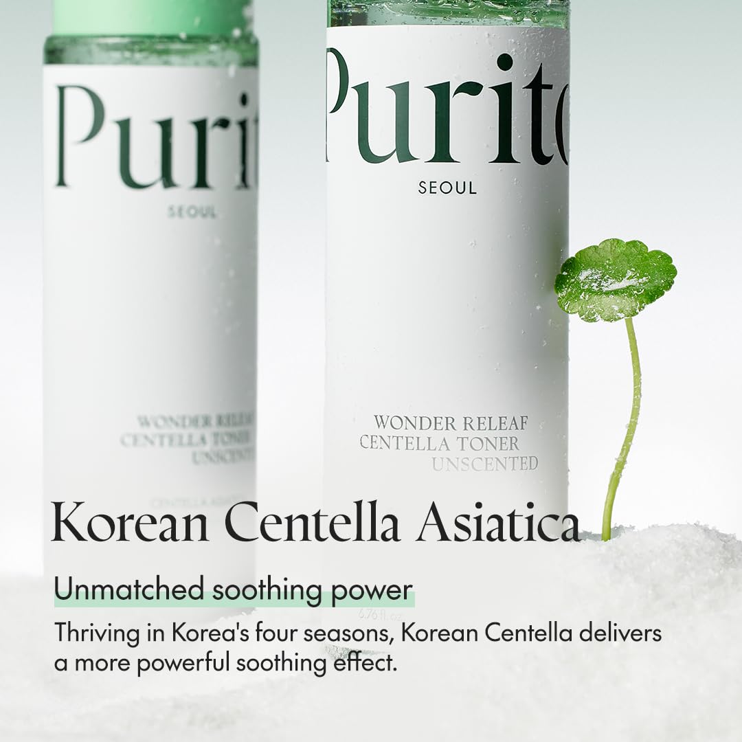 Purito Seoul Wonder Releaf Toner : emballage élégant prêt à intégrer votre rituel quotidien.