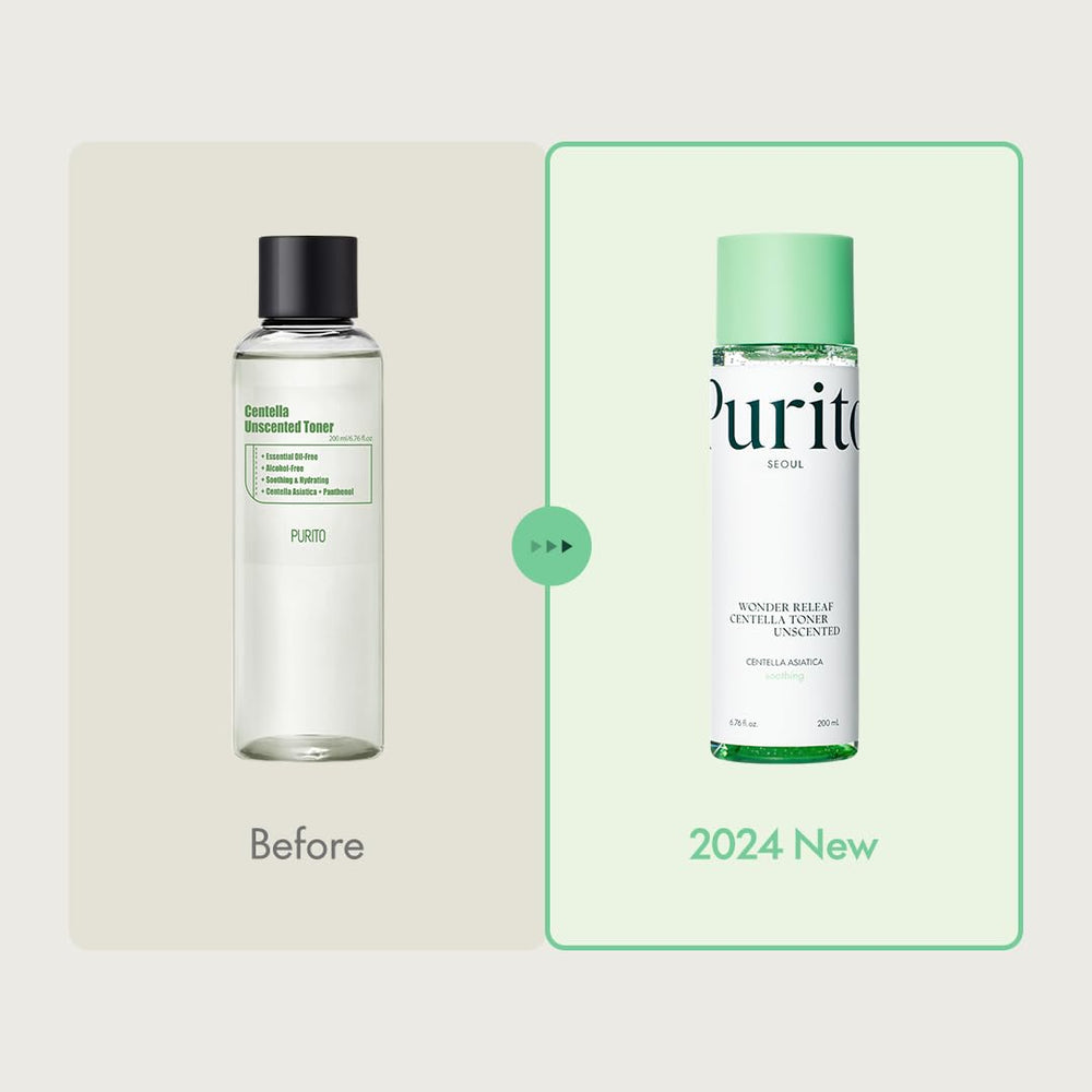 Purito Seoul Wonder Releaf Toner : texture eau lumineuse prête à hydrater et adoucir la peau sensible.
