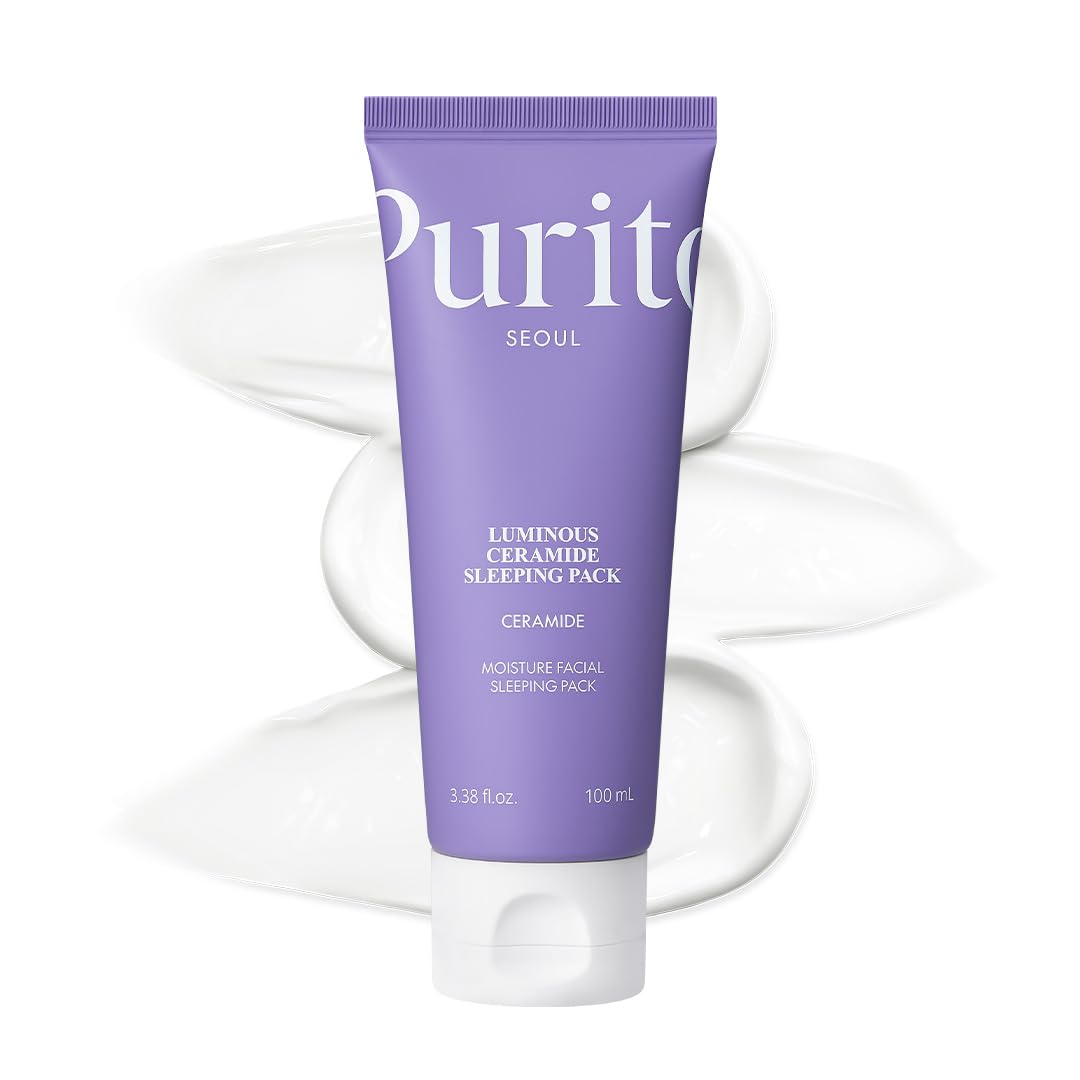 PURITO Soin Nuit Céramide Lumineux en bouteille, hydratation nocturne.