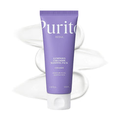 PURITO Soin Nuit Céramide Lumineux en bouteille, hydratation nocturne.